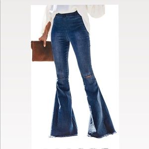 Flared distressed jeans